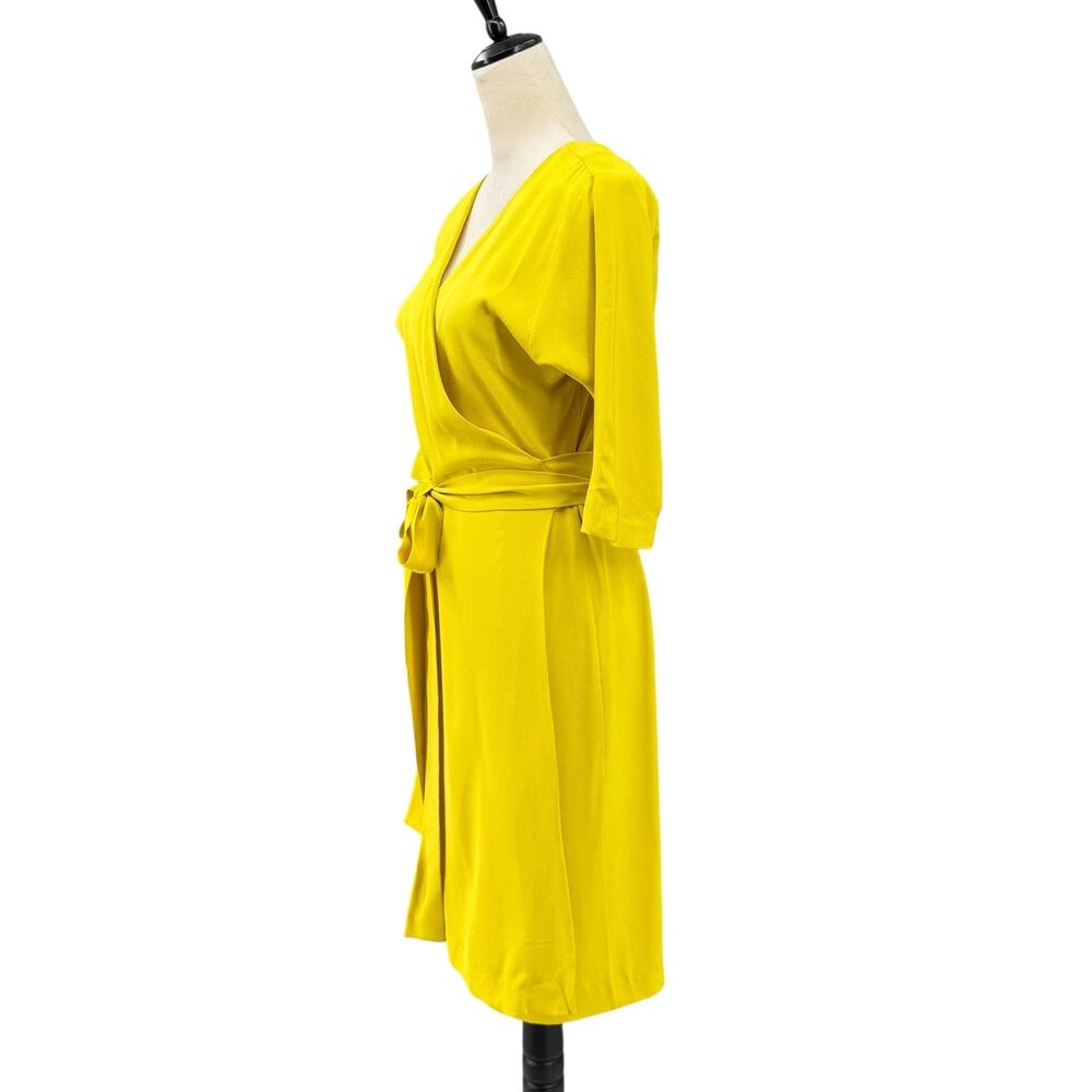 Diane von Furstenberg NWT Shannon Reversible Lemon Yellow Silk Wrap Dress DVF - Picture 2 of 13